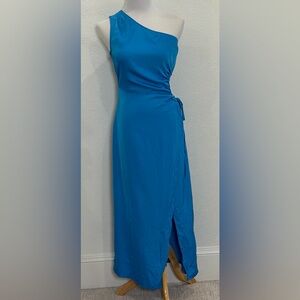 New BTFBM One Shoulder Cut Out Maxi Dress Small Blue Cocktail Party Resort Guest